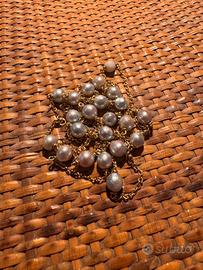 Collana Vintage in Oro Giallo 18k  e Perle Akoya