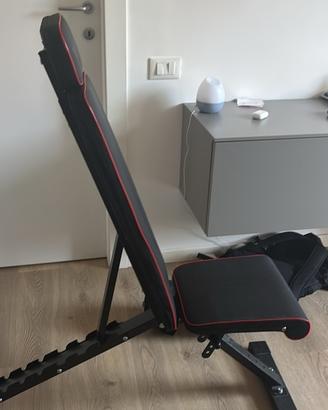 Panca piana inclinabile e due manubri da 10,5 kg