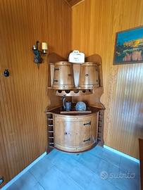 Mobile Bar Angolare in Legno Massello - Stile Rust