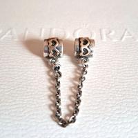Pandora Catenina sicurezza bitono con Cuori Oro