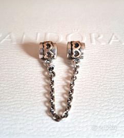 Pandora Catenina sicurezza bitono con Cuori Oro