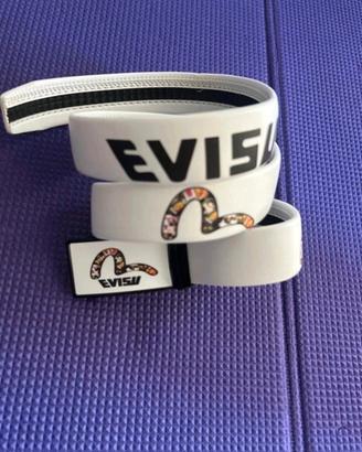 Cintura EVISU Unisex Bianca in Pelle 