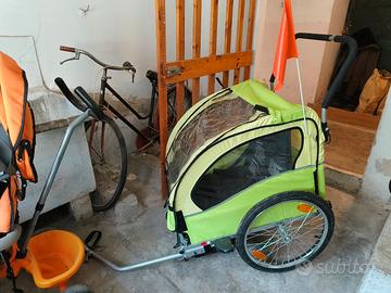 Carrello rimorchio bici per due bimbi