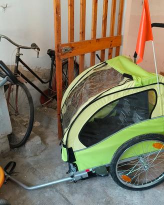 Carrello rimorchio bici per due bimbi