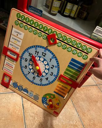 Calendario impara orologio legno bambini stagioni