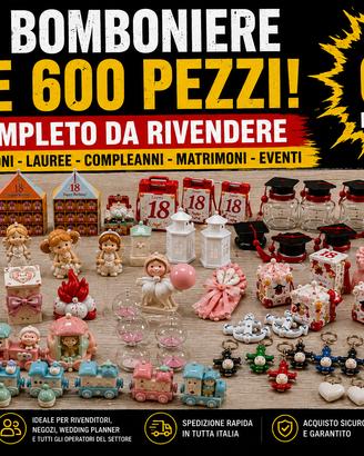🔥 STOCK BOMBONIERE OLTRE 600 PEZZI – LOTTO COMPLE