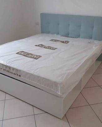 Letto matrimoniale legno bianco con contenitore