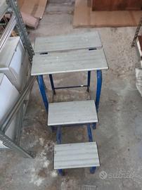 Sgabello in metallo con piani in alluminio