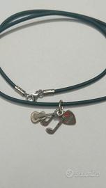 Bracciale caucciù/arg. 925 con ciondolo arg. 925