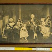 vecchia stampa quadro con scena salotto