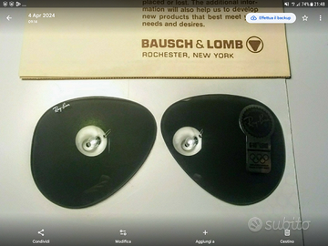 RAY BAN CRISTALLI RICAMBIO B&L USA N.O.S. INUSATI