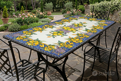 TAVOLO IN PIETRA LAVICA MIS. 200X100 CM. COMPLETO