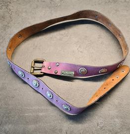 Cintura rosa borchiata vintage anni 80 da donna