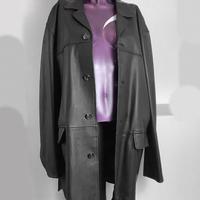 giacca oversize vera pelle nera trench