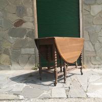 tavolo antico in legno a bandelle apribile 