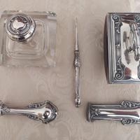 Set scrivania vintage in argento 800