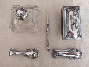 Set scrivania vintage in argento 800