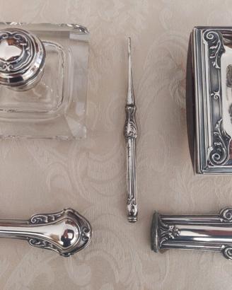 Set scrivania vintage in argento 800
