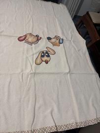 Coperta con Cani Ricamata 150 x 150 cm
