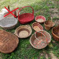 Lotto di 9 cesti di vimini varie dimensioni