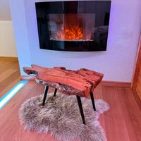 Tavolino artigianale in legno massello pezzo unico