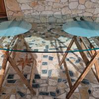 Piano tavolo in vetro temperato ovale 