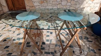 Piano tavolo in vetro temperato ovale 