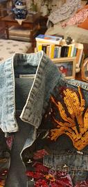 Giubotto Jeans con pailletes multicolore