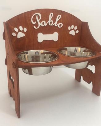 Supporto Ciotole Personalizzato con 2 ciotole