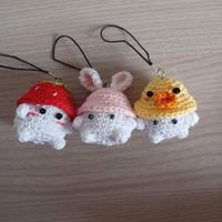 Set 3 pz ciondoli da cellulare portachiavi