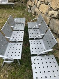 Panchina 3 Posti con tavolino in acciaio