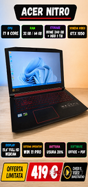 PC Portatile Acer Nitro i7 RAM 16GB 256GB Win11