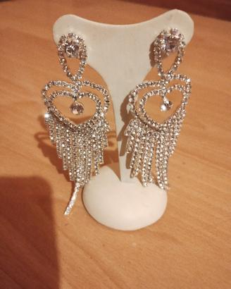 orecchini pendenti strass cuore