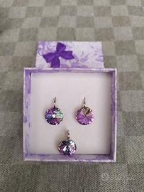 Parure orecchini/ciondolo in argento con Swarovski