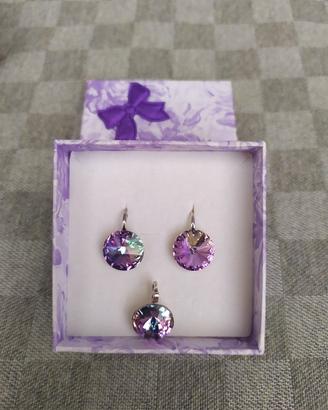 Parure orecchini/ciondolo in argento con Swarovski