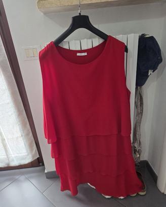 Vestito smanicato rosso tg.52-54