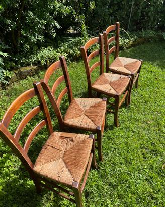 Sedie in legno con seduta in paglia