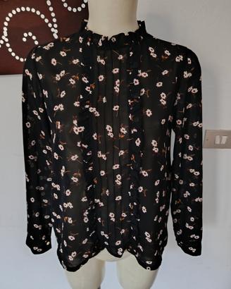 Camicia trasparente fiori 