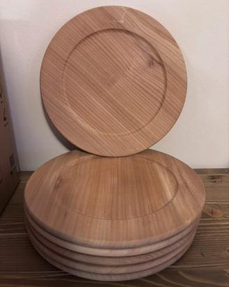 6 piatti di legno nuovi