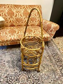 tavolino carrello portavivande in bambù e rattan