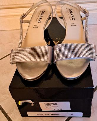 ELEGANTI SANDALI IN PELLE  N. 37 TACCO 6,5