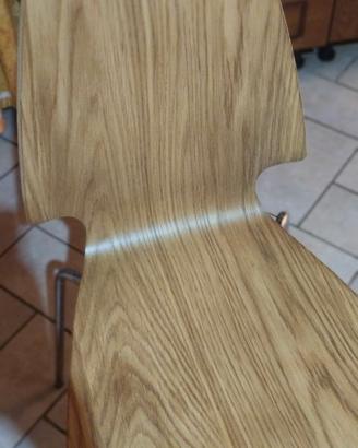 Sei seggiole in legno e metallo Ikea