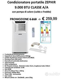 promo climatizzatore portatile 9mila btu nuovo