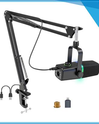 Microfono dinamico USB con luce RGB, nuovo