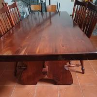 Tavolo 6 posti legno massiccio ciliegio, con 6 sed