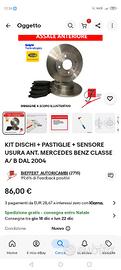 dischi pastiglie  classe A mercedes