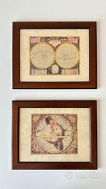 Coppia Quadri Stampe Antiche Astronomiche
