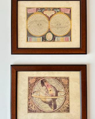 Coppia Quadri Stampe Antiche Astronomiche