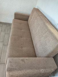 Divano Letto Beige 3 Posti con Clic-Clac