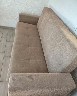 Divano Letto Beige 3 Posti con Clic-Clac
